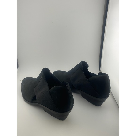 Eileen Fisher Perry black nubuck suede elastic cutout shoes booties sz 7.5 - Picture 7 of 16
